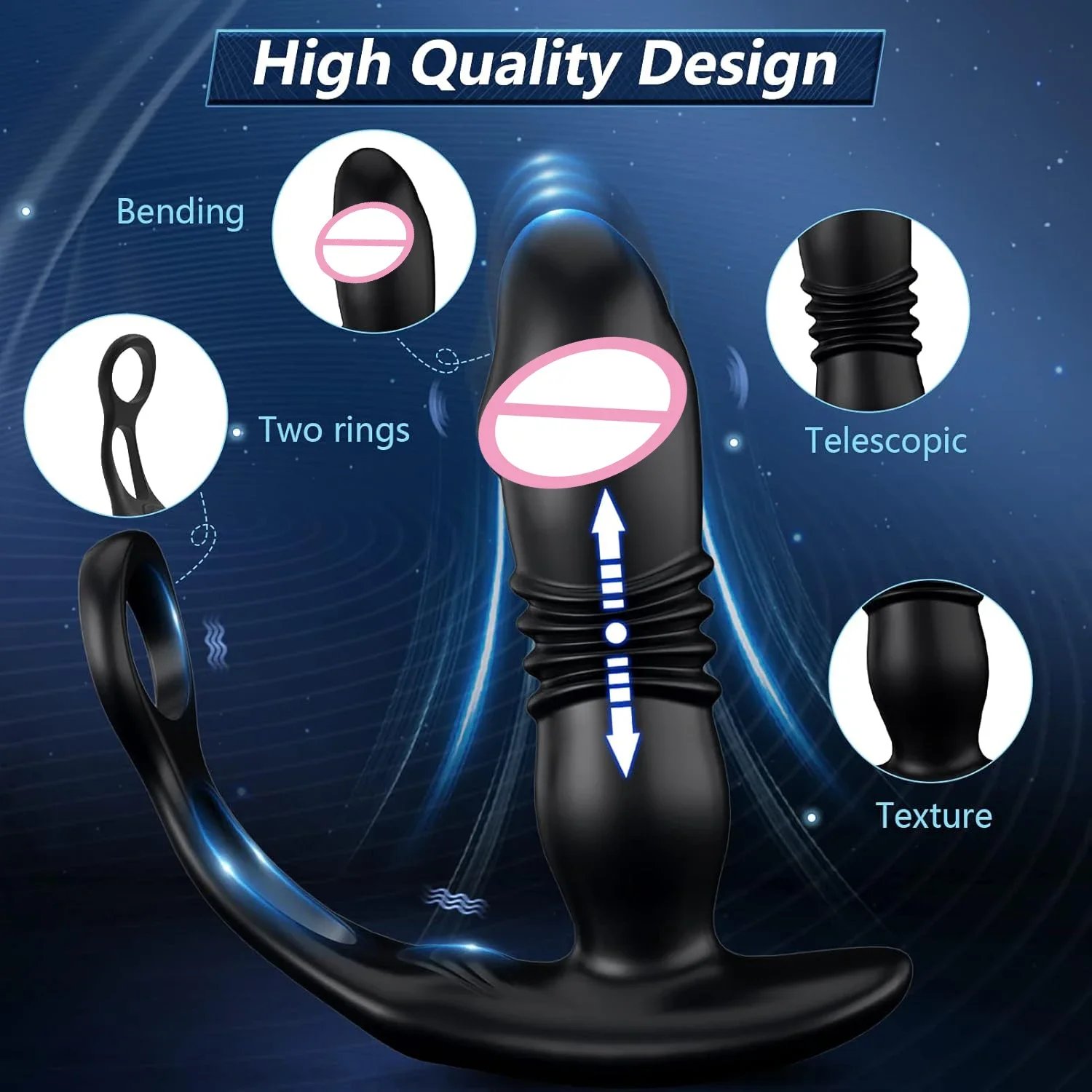 3 in 1 Anal Vibrator for Men Wireless Remote Dildo Thrusting Vibrating Prostate Massager Delay Ejaculation Lock Ring Sex Toys