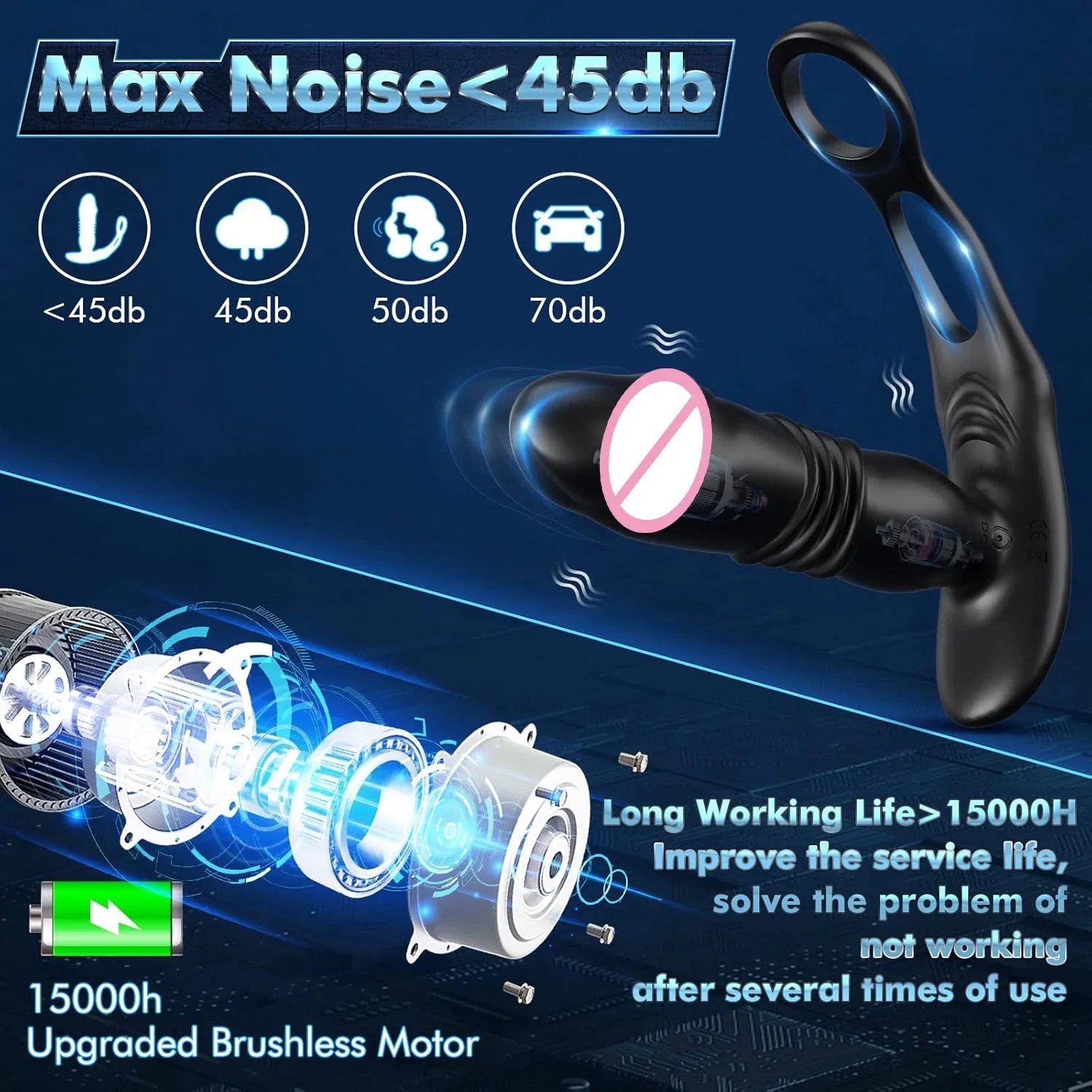 3 in 1 Anal Vibrator for Men Wireless Remote Dildo Thrusting Vibrating Prostate Massager Delay Ejaculation Lock Ring Sex Toys