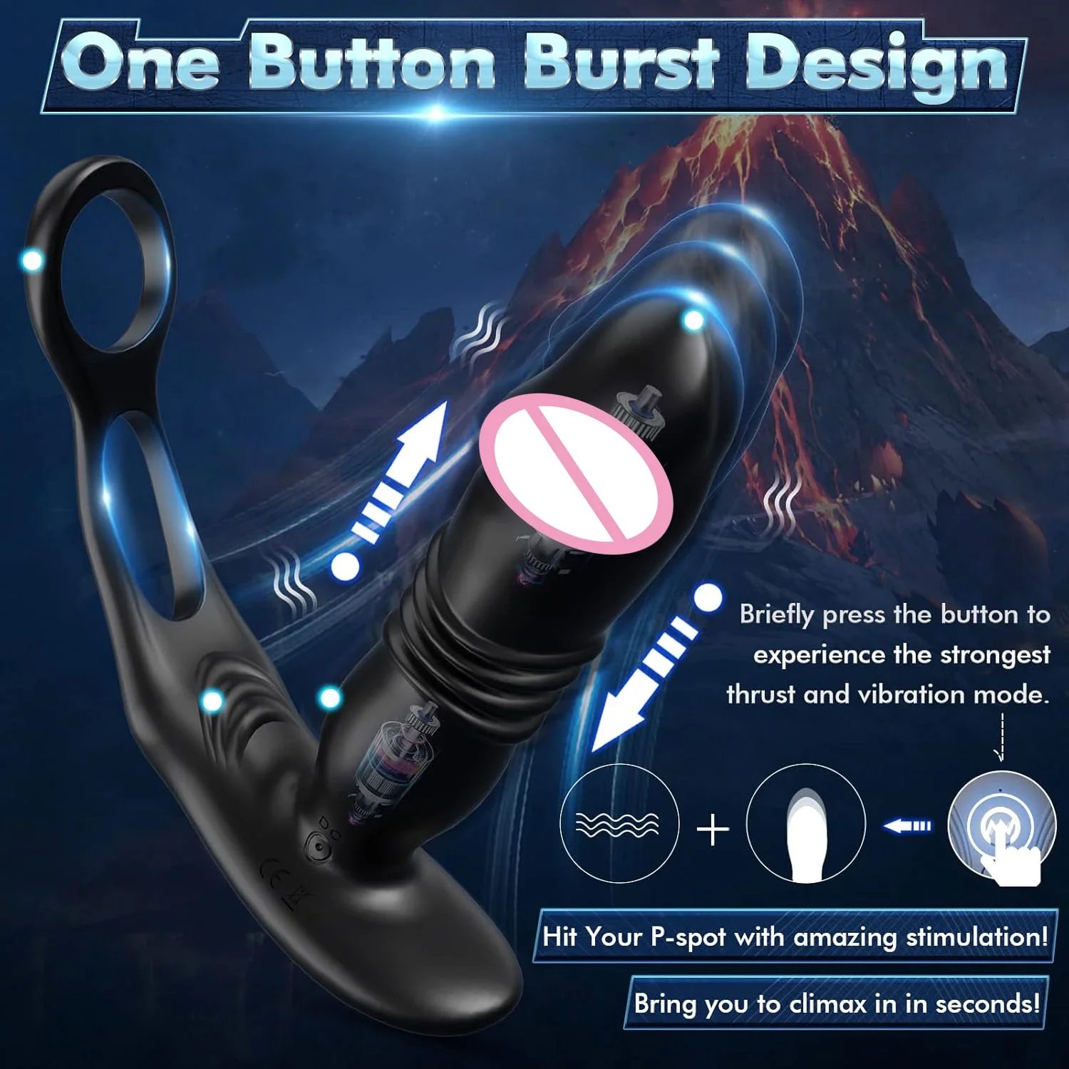 3 in 1 Anal Vibrator for Men Wireless Remote Dildo Thrusting Vibrating Prostate Massager Delay Ejaculation Lock Ring Sex Toys