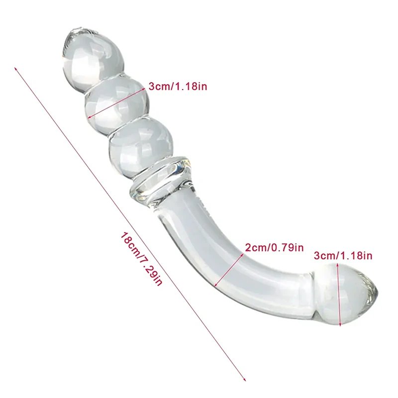 2-in-1 Glass Anal Beads And Butt Plug Hard Dildos Vaginal Anus Dilator Prostate Massager for Men And Women Masturbator Sex Toy