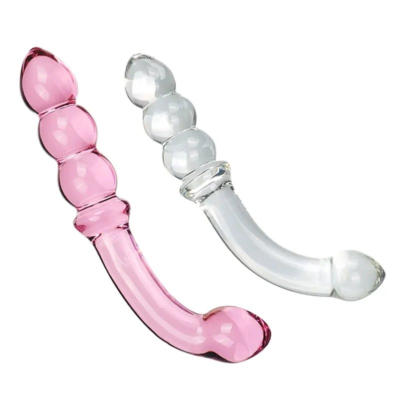 2-in-1 Glass Anal Beads And Butt Plug Hard Dildos Vaginal Anus Dilator Prostate Massager for Men And Women Masturbator Sex Toy