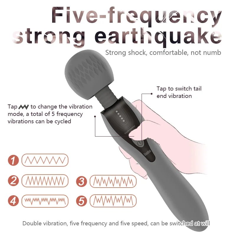 5 Kinds Frequency Power Control Powerful Vibrator Double Motor AV Wand Vaginal Pussy Masturbation Sex Toy for Women Adult Toy 5 Kinds Frequency Power Control Powerful Vibrator Double Motor AV Wand Vaginal Pussy Masturbation Sex Toy for Women Adult Toy