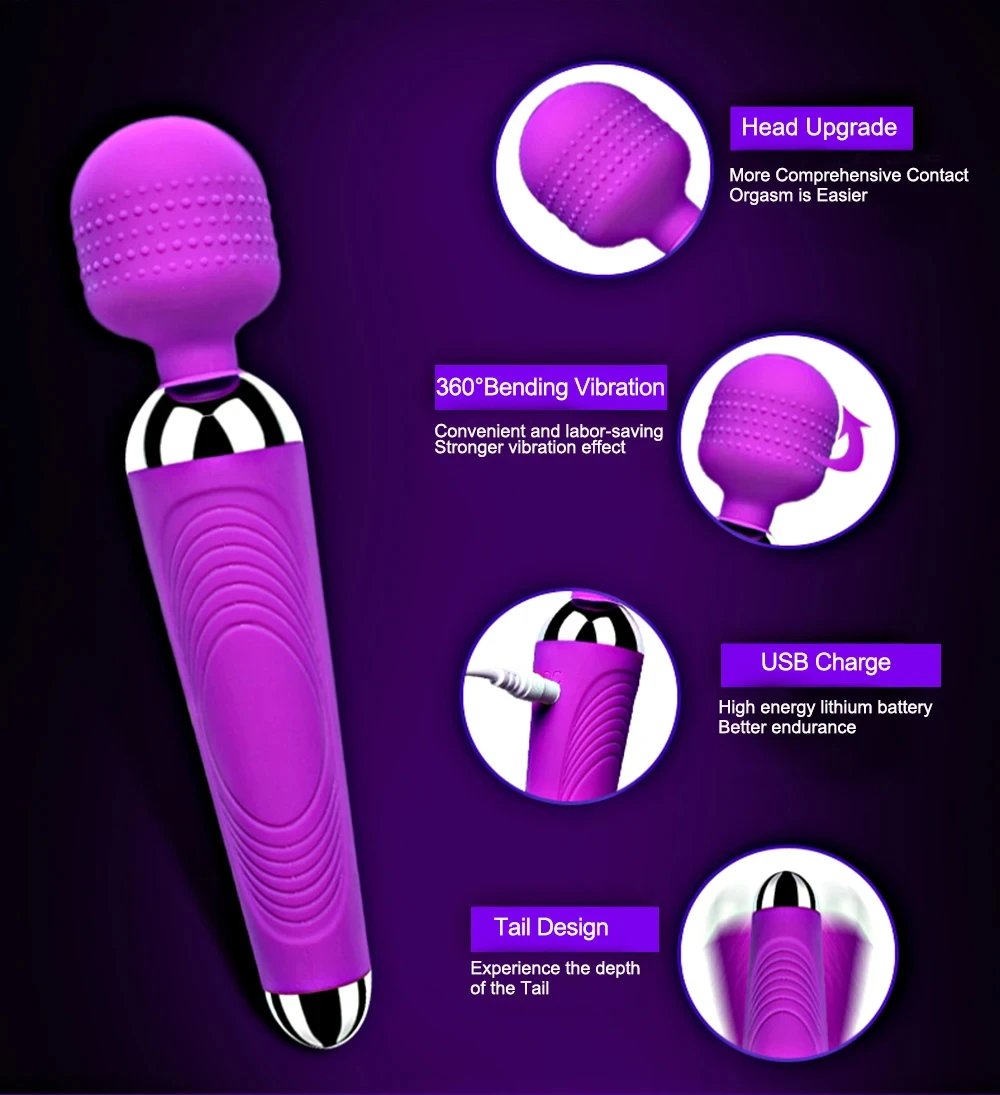 Powerful Dildo Vibrator AV Magic Wand G-Spot Massager Sex Toys For Women Couples Clitoris Stimulate Goods for Adults USB Charge Powerful Dildo Vibrator AV Magic Wand G-Spot Massager Sex Toys For Women Couples Clitoris Stimulate Goods for Adults USB Charge