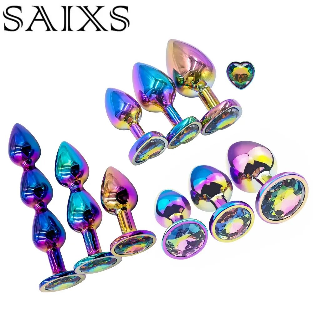 New Colorful Anal Plug Rainbow Butt Plug Metal Anal Sex Toys Dildo Anal Beads 3 size for Choice Sex Toys Drop Shipping New Colorful Anal Plug Rainbow Butt Plug Metal Anal Sex Toys Dildo Anal Beads 3 size for Choice Sex Toys Drop Shipping
