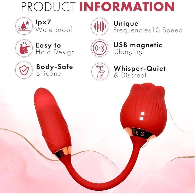 Rose Shape Vibrator-Suctions & Flapping Modes-Adult Female & Couples Sex Toy-IPX7 Waterproof -Silicone Material -USB Rechargeabl Rose Shape Vibrator-Suctions & Flapping Modes-Adult Female & Couples Sex Toy-IPX7 Waterproof -Silicone Material -USB Rechargeabl