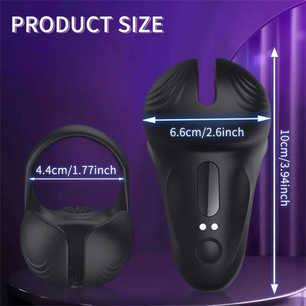 Wireless Vibrating Cock Ring Male Remote Control Penis Ring Ejaculation Delay Testicle Stimulator Adult Sex Toy for Men Couple