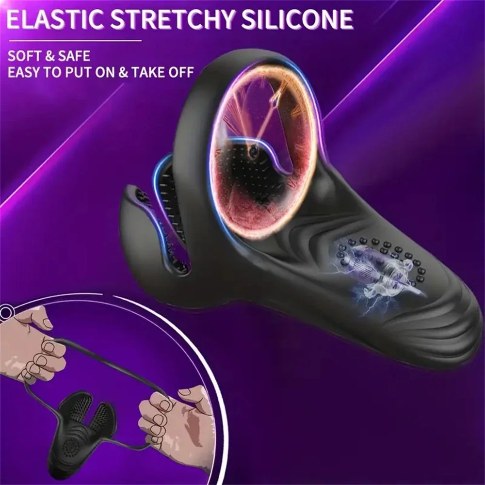 Wireless Vibrating Cock Ring Male Remote Control Penis Ring Ejaculation Delay Testicle Stimulator Adult Sex Toy for Men Couple