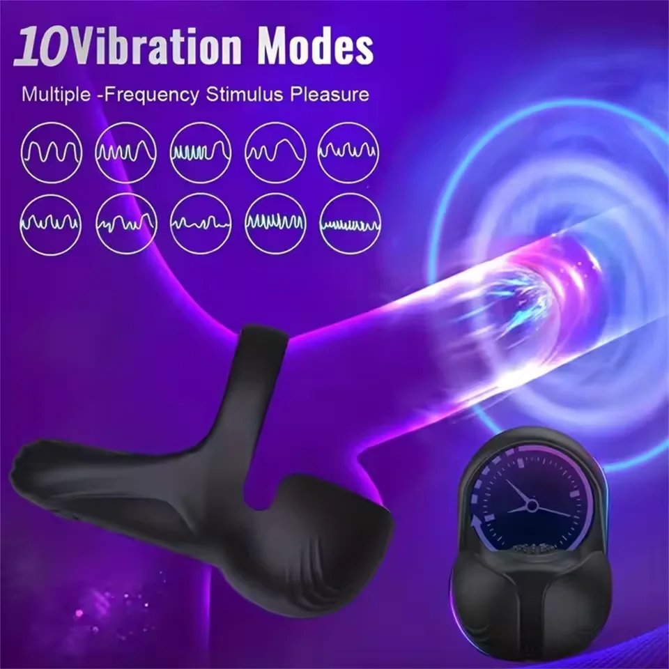 Wireless Vibrating Cock Ring Male Remote Control Penis Ring Ejaculation Delay Testicle Stimulator Adult Sex Toy for Men Couple