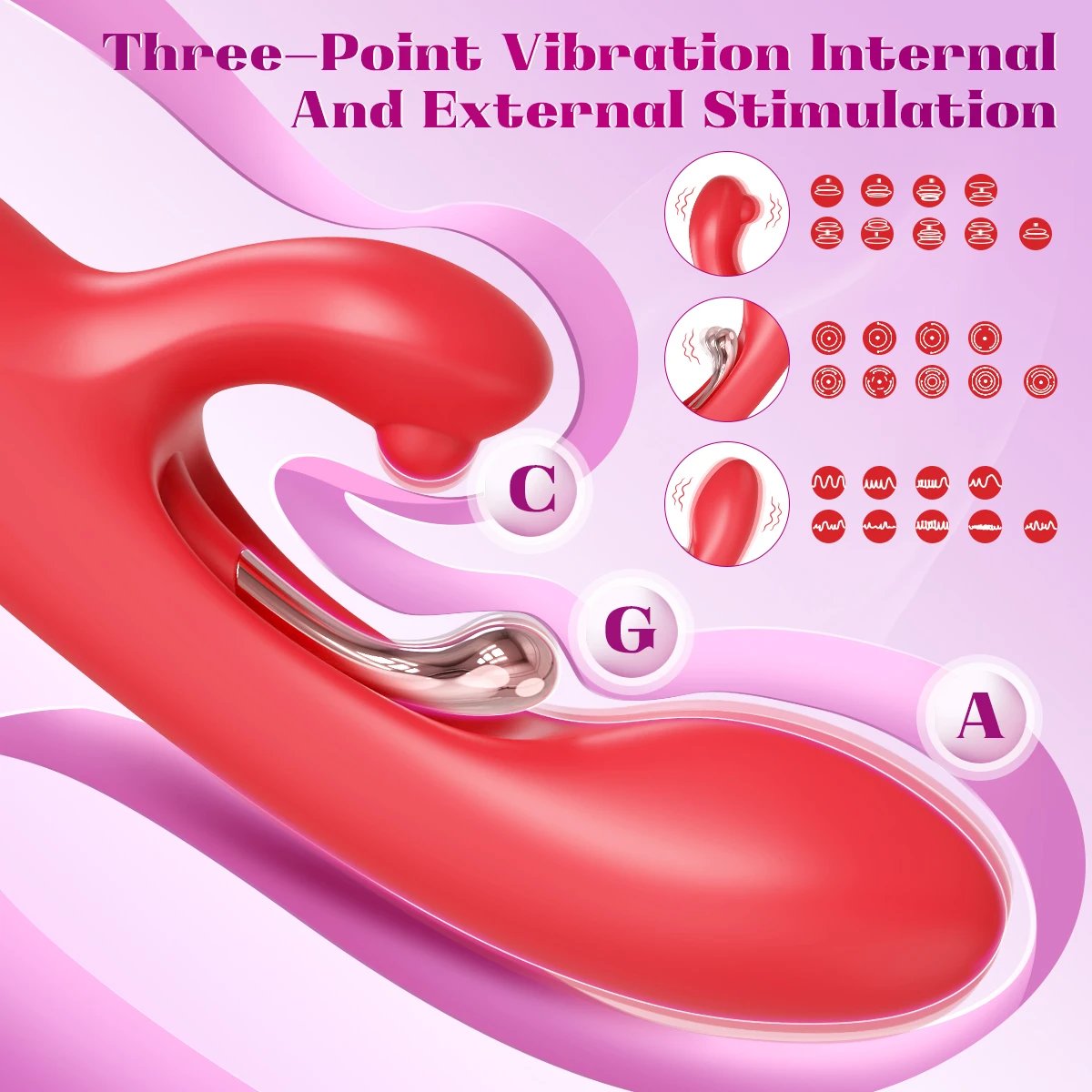3 in 1 Vagina Rabbit Vibrator for Women G-Spot Vibrator Clitoris Stimulator Female Masturbator Adult Goods Sex Toy for Women