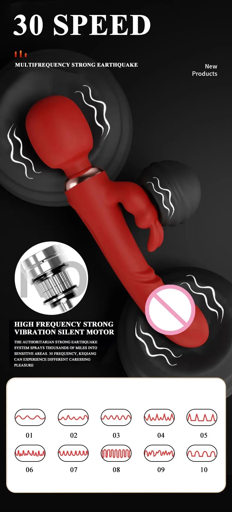Double Head Powerful Vibrator for Women 30 Speed Clit Stimulator G Spot Vagina Massager Female Masturbator Sex Toys for Adult 18