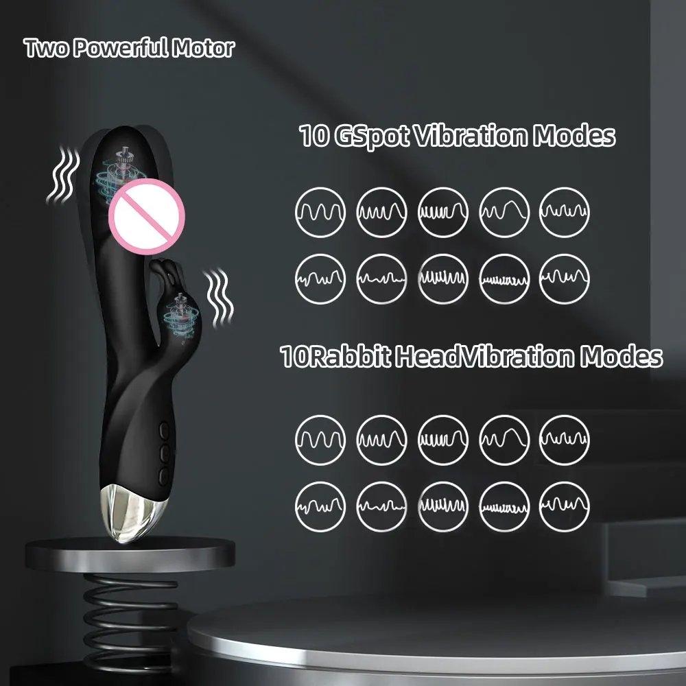 Powerful Rabbit G Spot Vibrator for Women Clit Stimulator Vagina Nipple Massage Female Masturbator Dildo Silent Adults Sex Toy