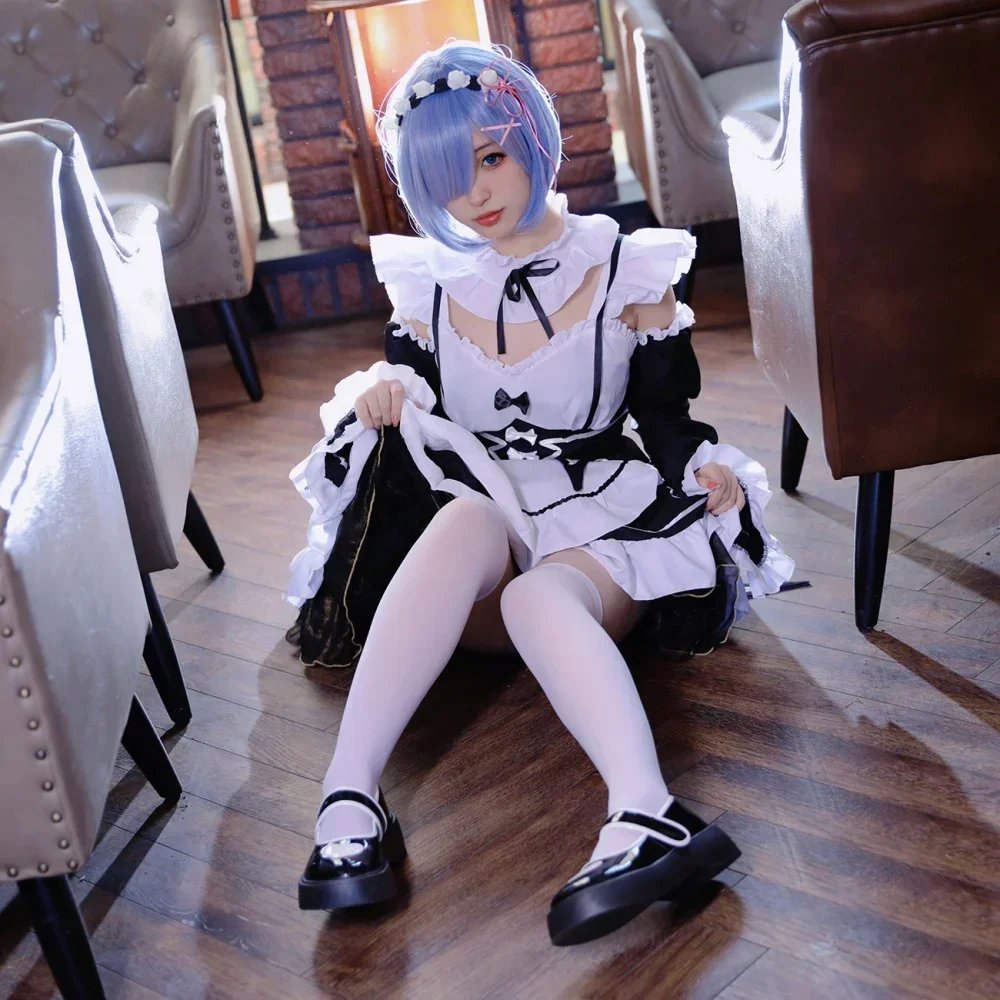 Anime Ram Rem Lolita Meid Cosplay Re Leven In Een Andere Wereld dan Nul Kostuums Vrouwen Loli Jurk Halloween Feestpak Anime Ram Rem Lolita Meid Cosplay Re Leven In Een Andere Wereld dan Nul Kostuums Vrouwen Loli Jurk Halloween Feestpak