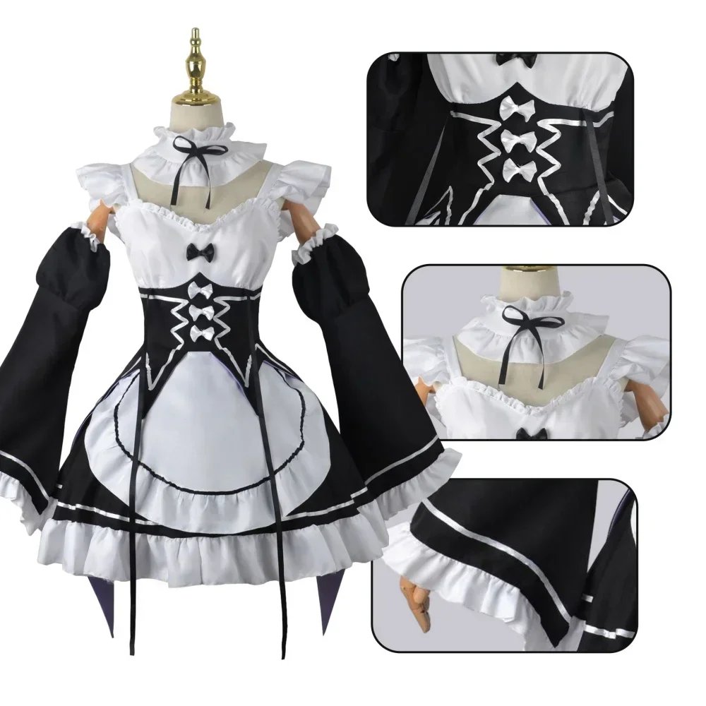 Anime Ram Rem Lolita Meid Cosplay Re Leven In Een Andere Wereld dan Nul Kostuums Vrouwen Loli Jurk Halloween Feestpak Anime Ram Rem Lolita Meid Cosplay Re Leven In Een Andere Wereld dan Nul Kostuums Vrouwen Loli Jurk Halloween Feestpak