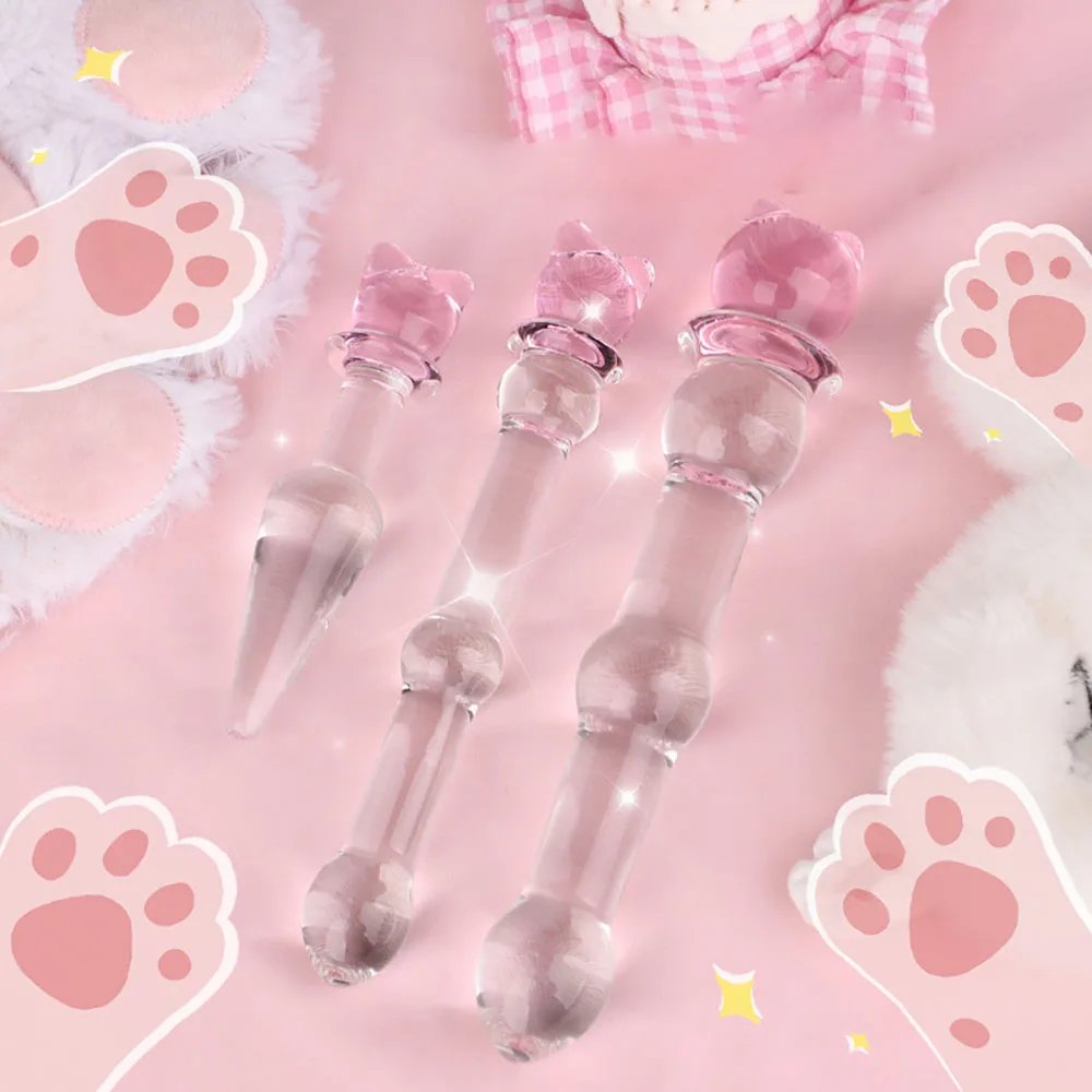 Crystal Glass Pleasure Wand Dildo Penis G-spot Stimulation Female Masturbator