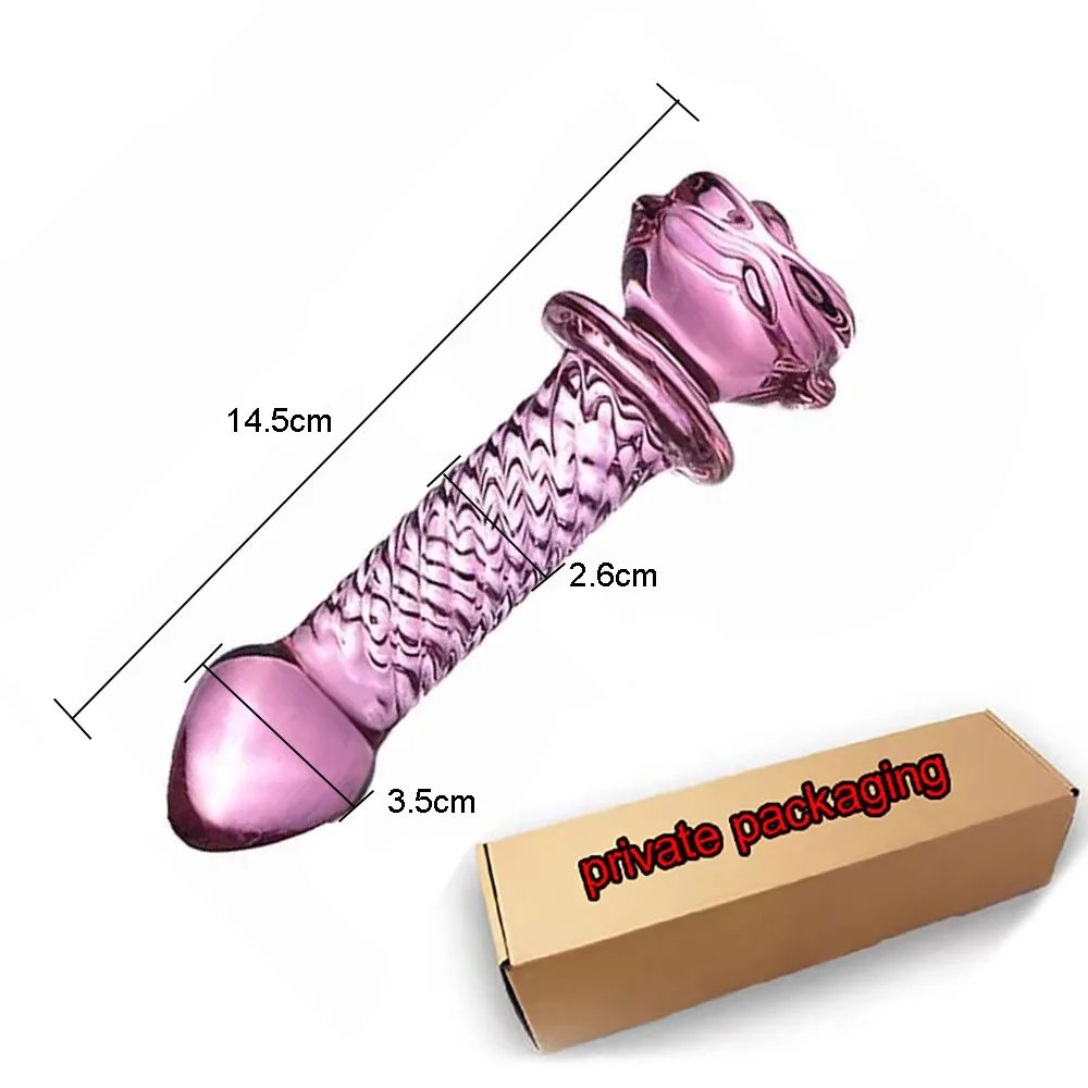 Pink Glass Anal Plug Cute Glass Anal Dildos For Women Smooth Glass Butt Plug Prostate Massage G-Spot Stimulation Sex Toy