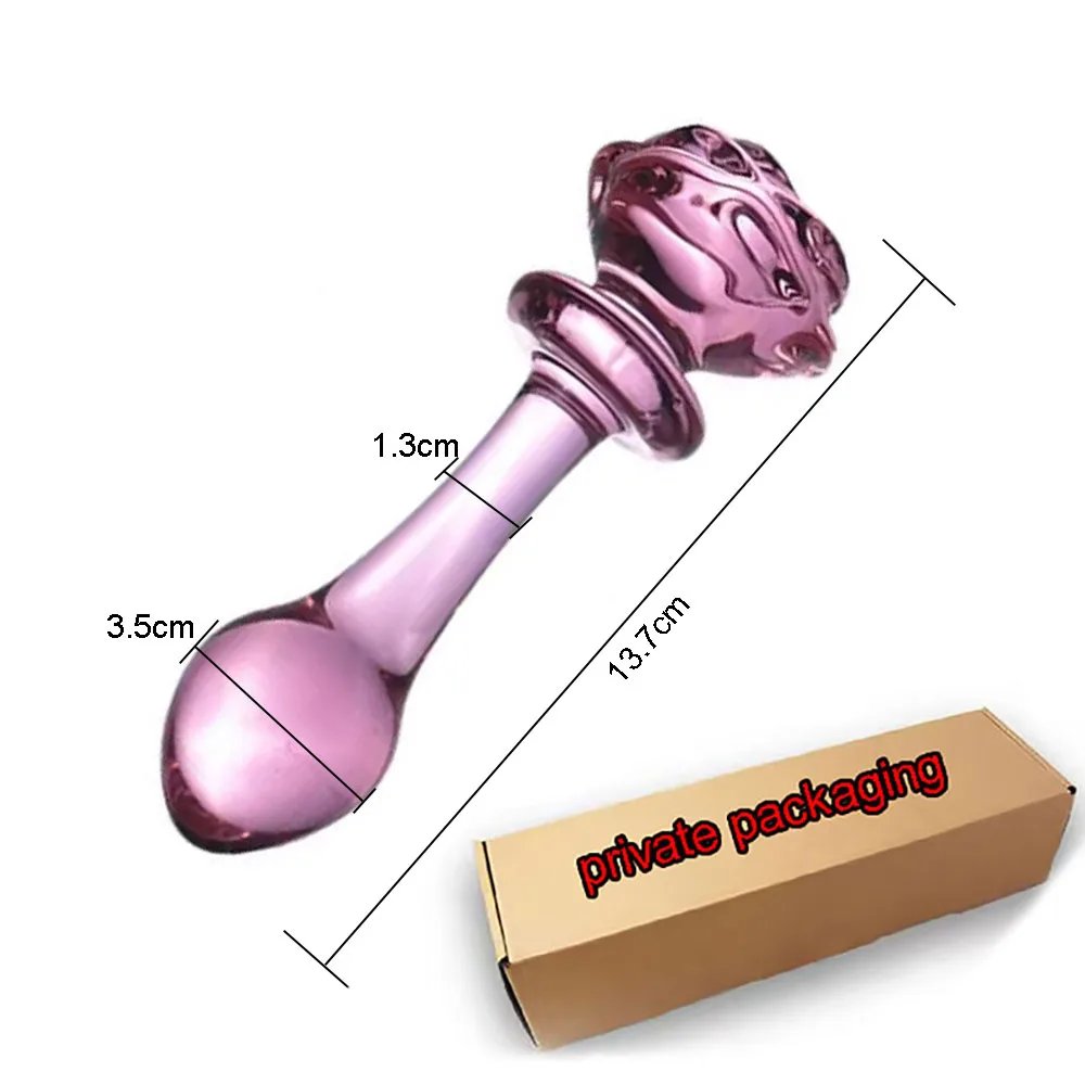 Pink Glass Anal Plug Cute Glass Anal Dildos For Women Smooth Glass Butt Plug Prostate Massage G-Spot Stimulation Sex Toy