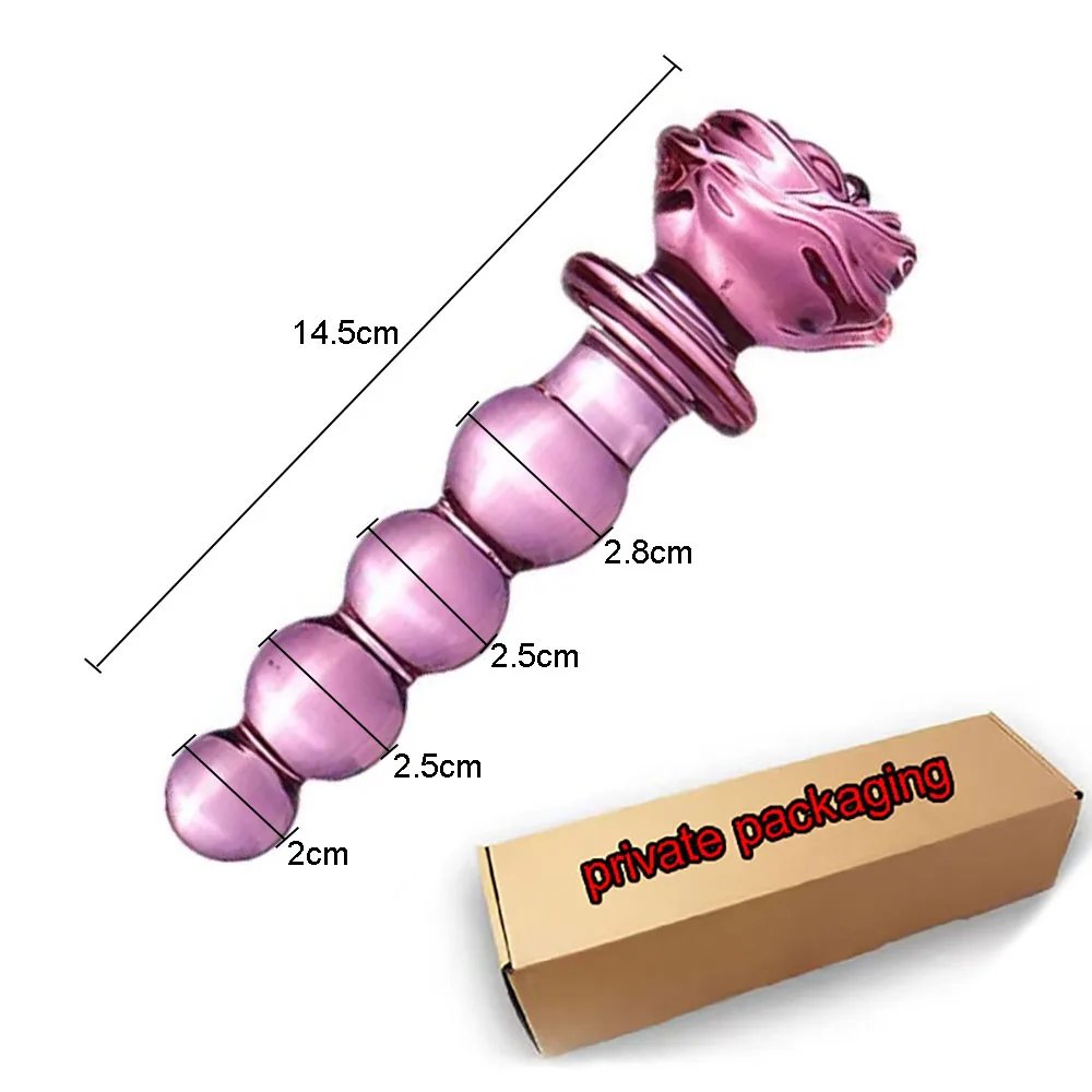 Pink Glass Anal Plug Cute Glass Anal Dildos For Women Smooth Glass Butt Plug Prostate Massage G-Spot Stimulation Sex Toy