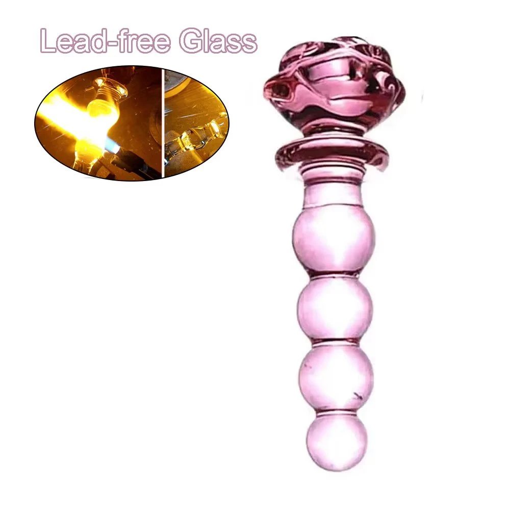 Pink Glass Anal Plug Cute Glass Anal Dildos For Women Smooth Glass Butt Plug Prostate Massage G-Spot Stimulation Sex Toy