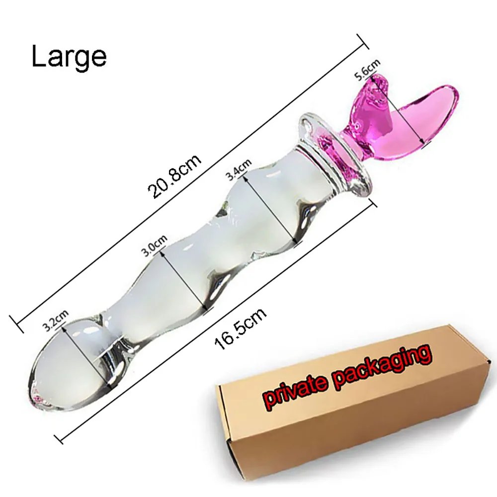 Pink Glass Anal Plug Cute Glass Anal Dildos For Women Smooth Glass Butt Plug Prostate Massage G-Spot Stimulation Sex Toy