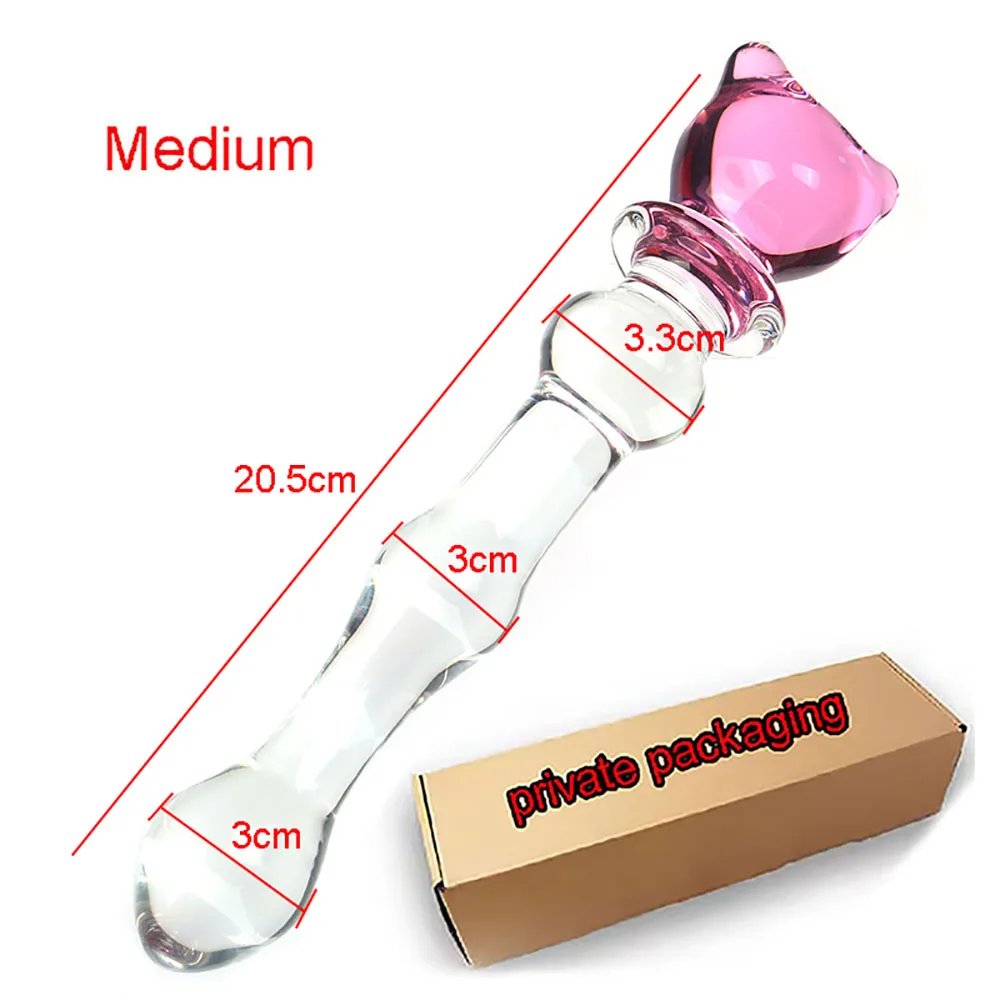 Pink Glass Anal Plug Cute Glass Anal Dildos For Women Smooth Glass Butt Plug Prostate Massage G-Spot Stimulation Sex Toy