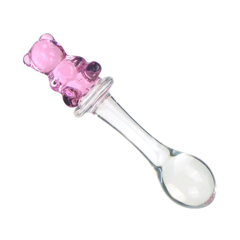 Cute Bear Head Glass Crystal Dildos Anal Plug Beads Fake Penis Vaginal Pleasure Wand Sex Products For Women Unisex Sex Toys