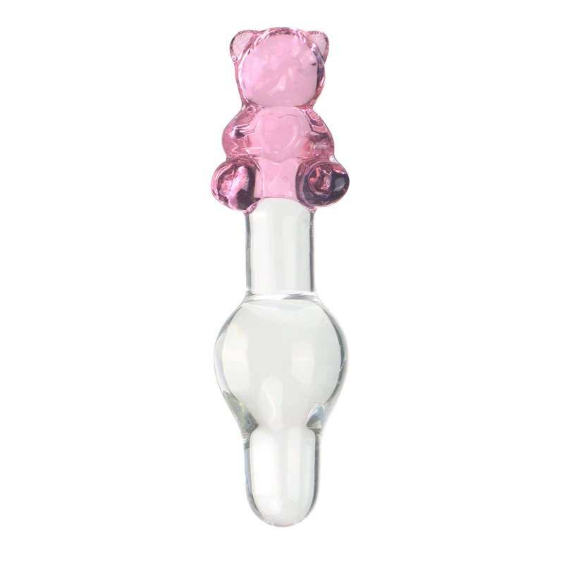 Cute Bear Head Glass Crystal Dildos Anal Plug Beads Fake Penis Vaginal Pleasure Wand Sex Products For Women Unisex Sex Toys