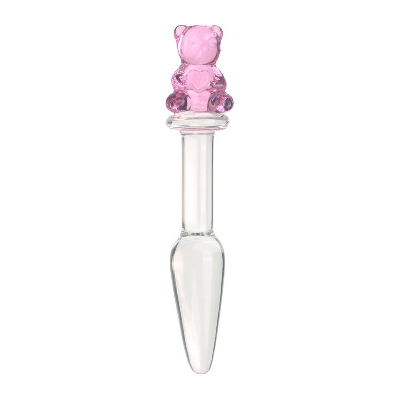 Cute Bear Head Glass Crystal Dildos Anal Plug Beads Fake Penis Vaginal Pleasure Wand Sex Products For Women Unisex Sex Toys