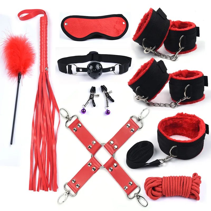 Rabbit Tail Anal Plug Bondage Set Sex Toys For Women Whip Handcuffs For Sex Bdsm With 10 Speed Vibrator Exotic Adult Games