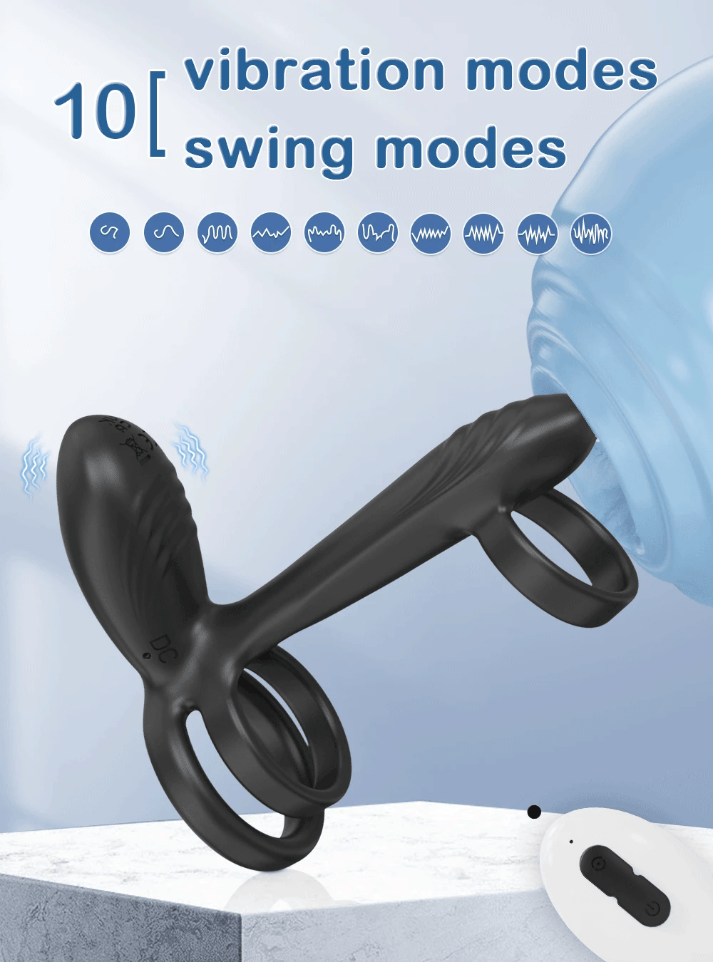 Vibrating Cock Ring with 360&deg; Twisting G-Spot Stimulator Remote Control Penis Ring Couple Sex Toy Vibrator for Men Women