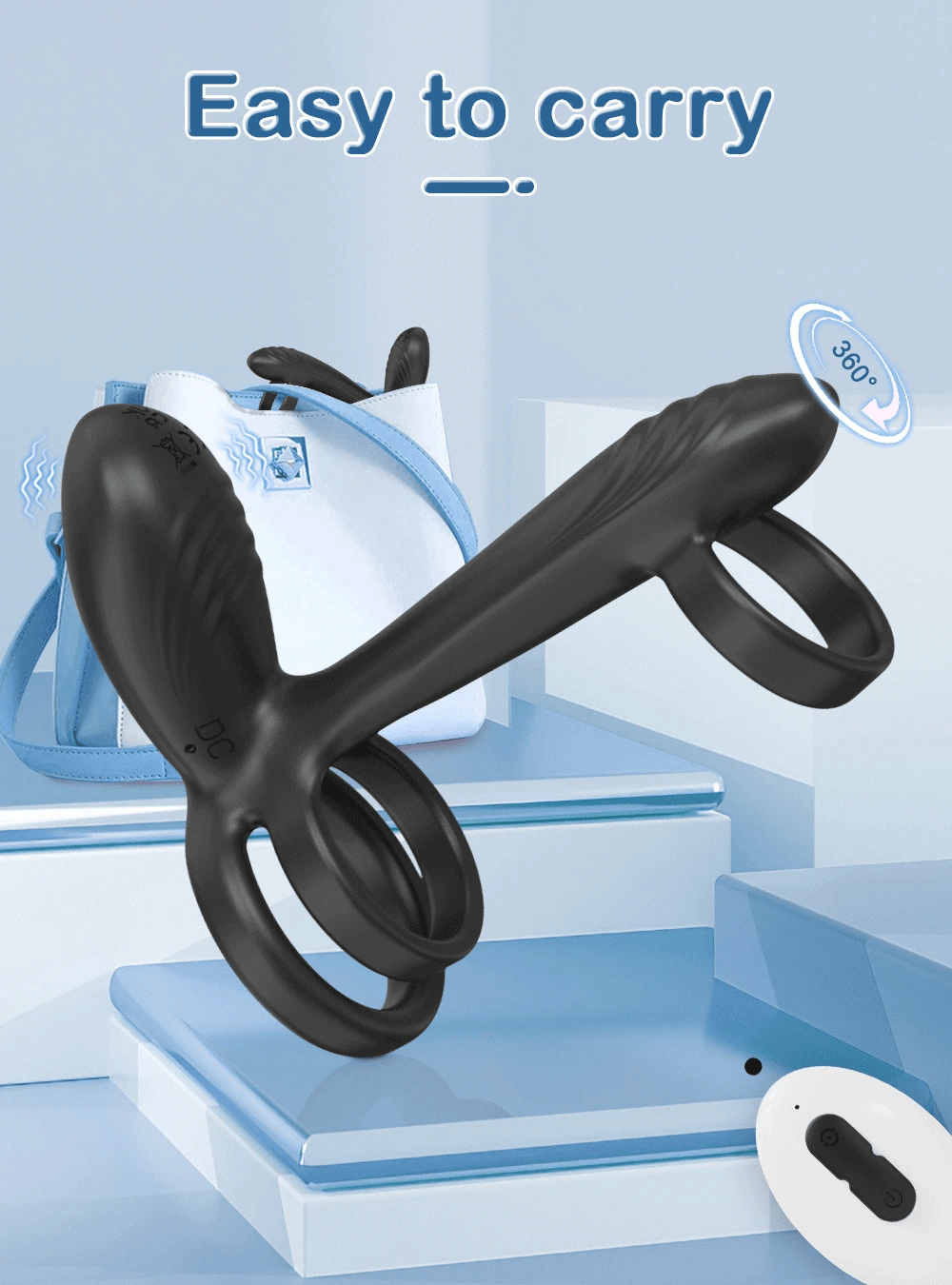 Vibrating Cock Ring with 360&deg; Twisting G-Spot Stimulator Remote Control Penis Ring Couple Sex Toy Vibrator for Men Women
