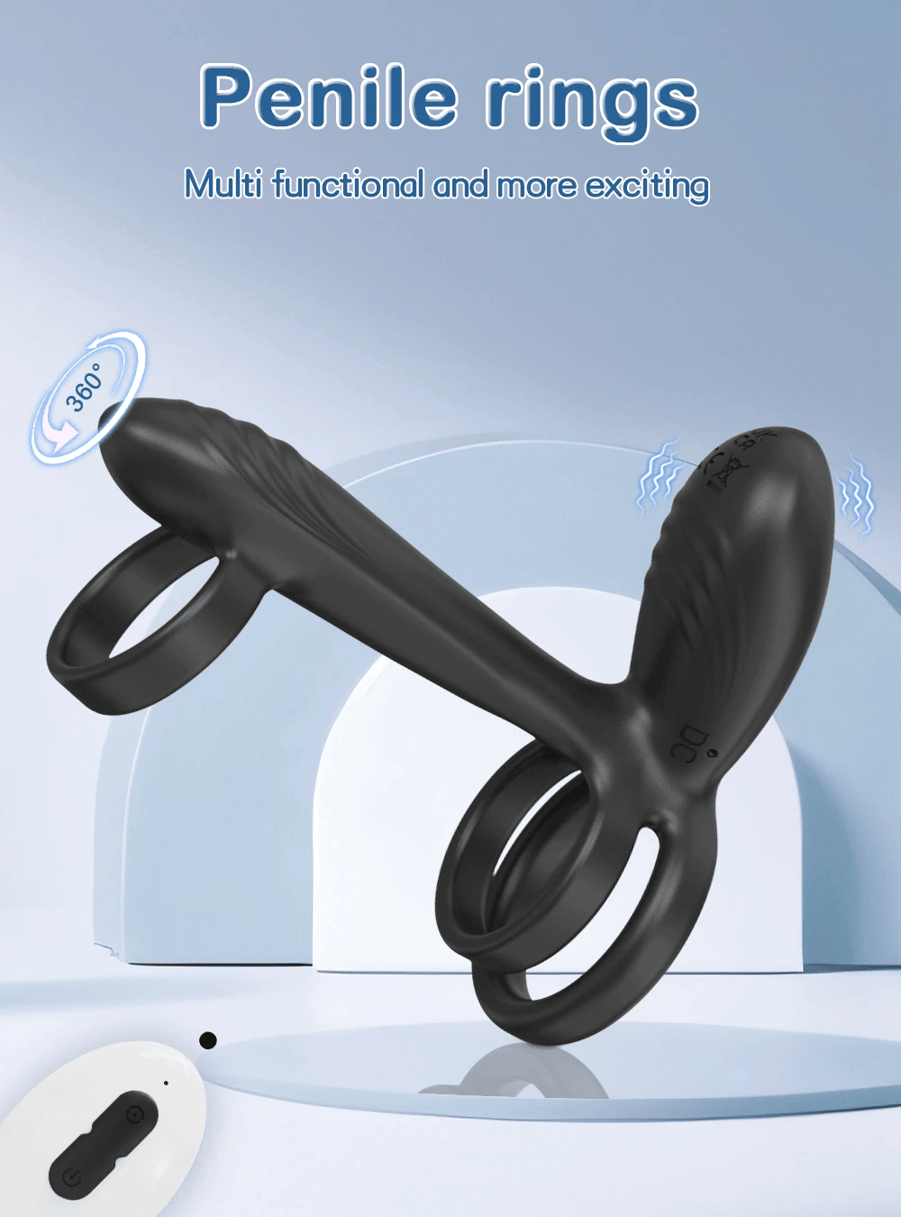 Vibrating Cock Ring with 360&deg; Twisting G-Spot Stimulator Remote Control Penis Ring Couple Sex Toy Vibrator for Men Women